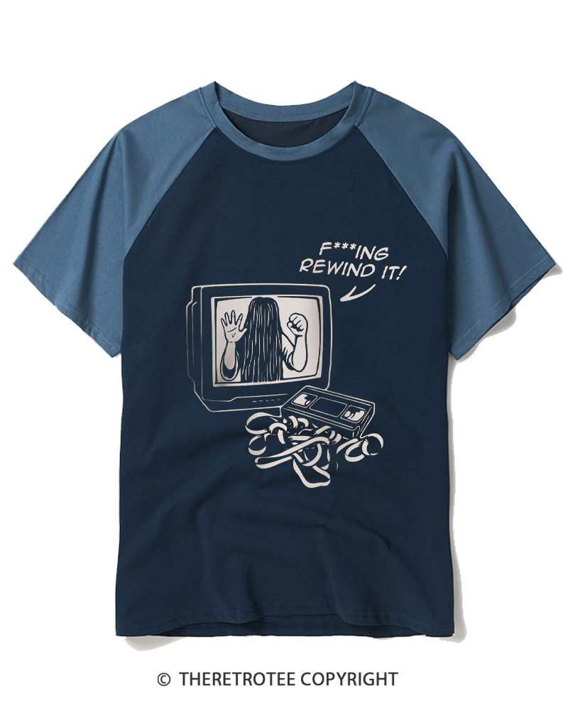 TheRetroTee FIng Rewind It 1980s Raglan Baseball T-Shirt
