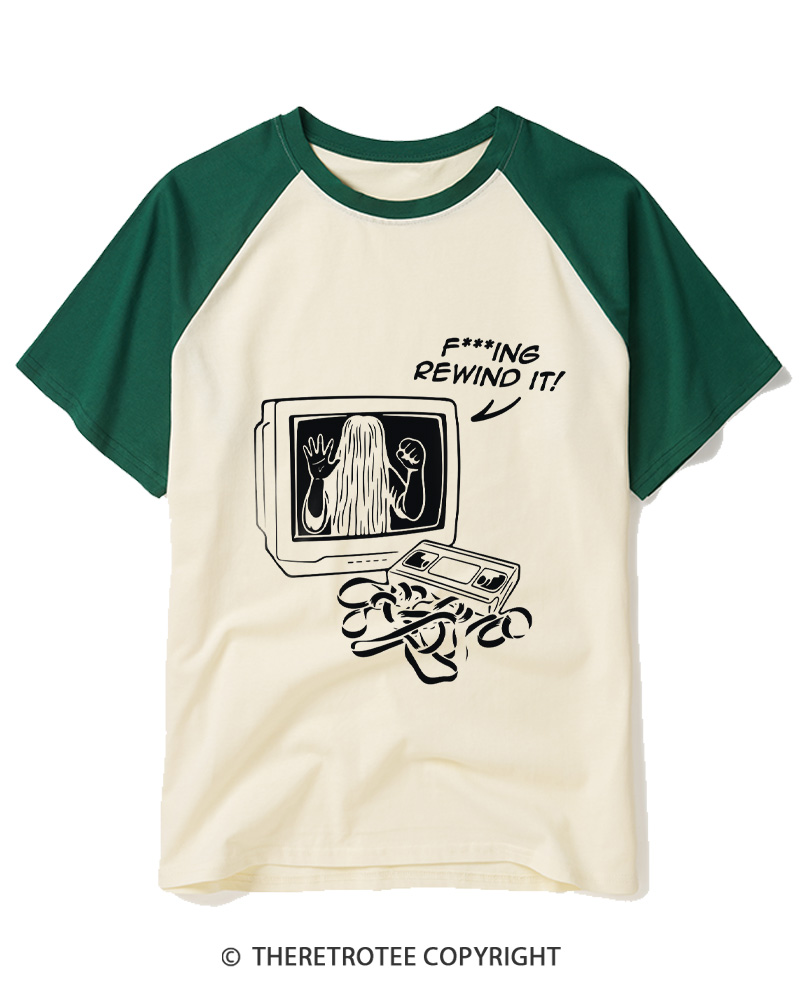 TheRetroTee FIng Rewind It 1980s Raglan Baseball T-Shirt