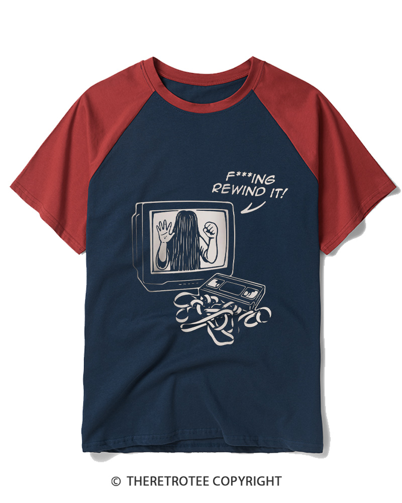 TheRetroTee FIng Rewind It 1980s Raglan Baseball T-Shirt