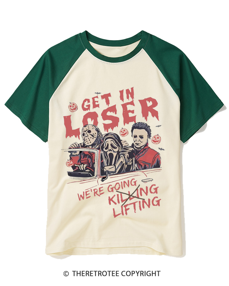 TheRetroTee Get In Loser Vintage Raglan Baseball T-Shirt