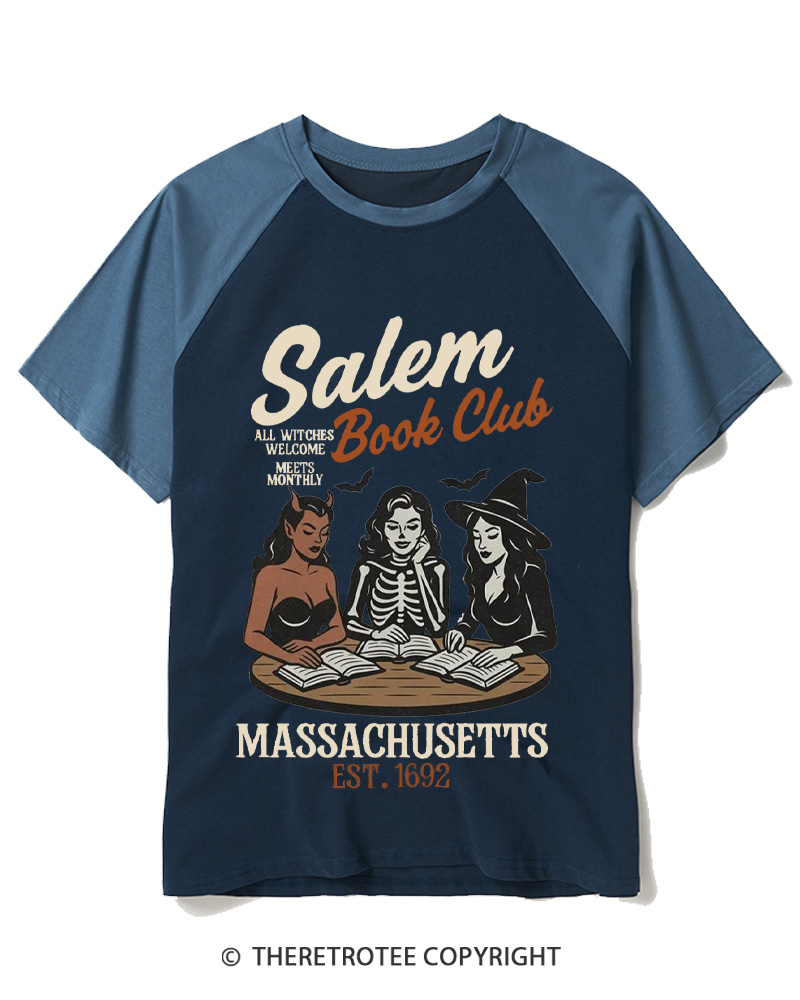 TheRetroTee All Witches Welcome Meets Monthly Vintage Raglan Baseball T-Shirt