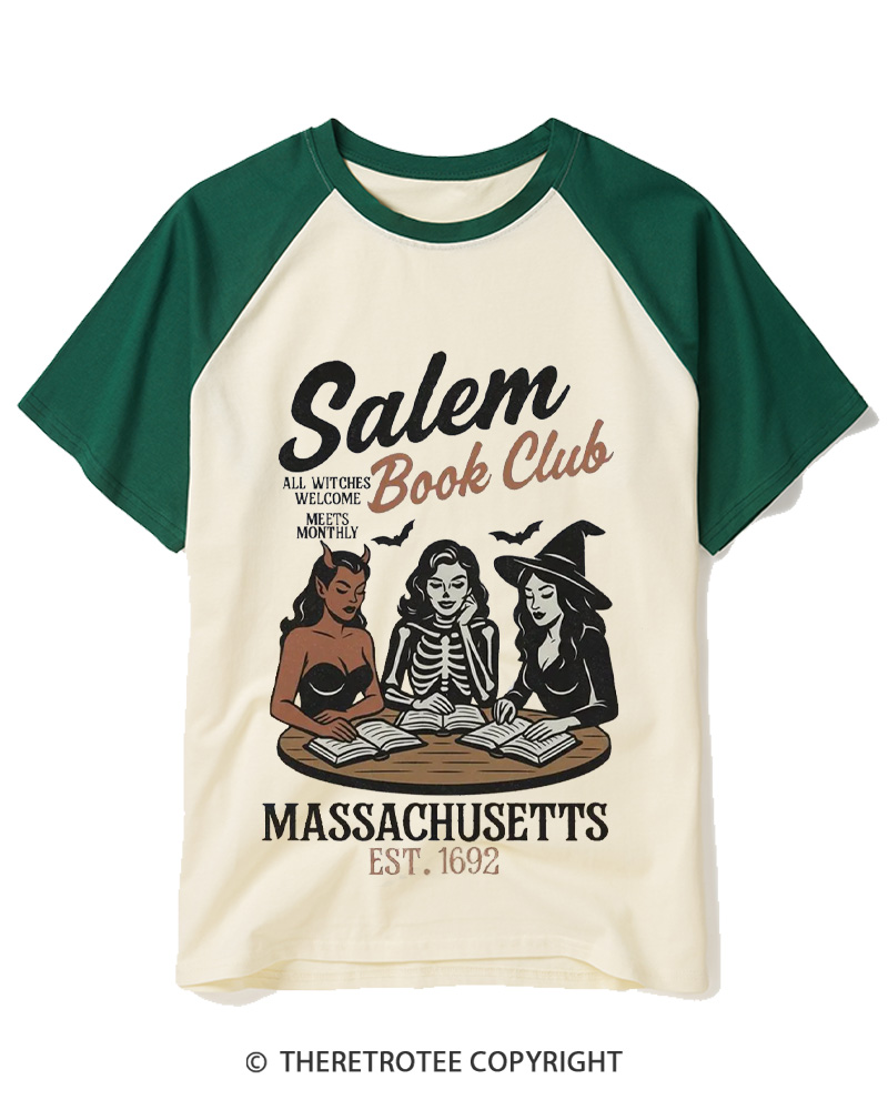 TheRetroTee All Witches Welcome Meets Monthly Vintage Raglan Baseball T-Shirt