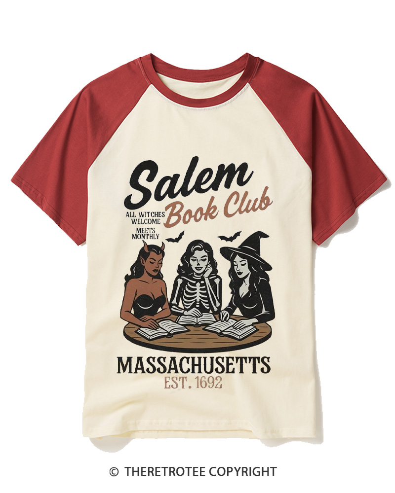 TheRetroTee All Witches Welcome Meets Monthly Vintage Raglan Baseball T-Shirt
