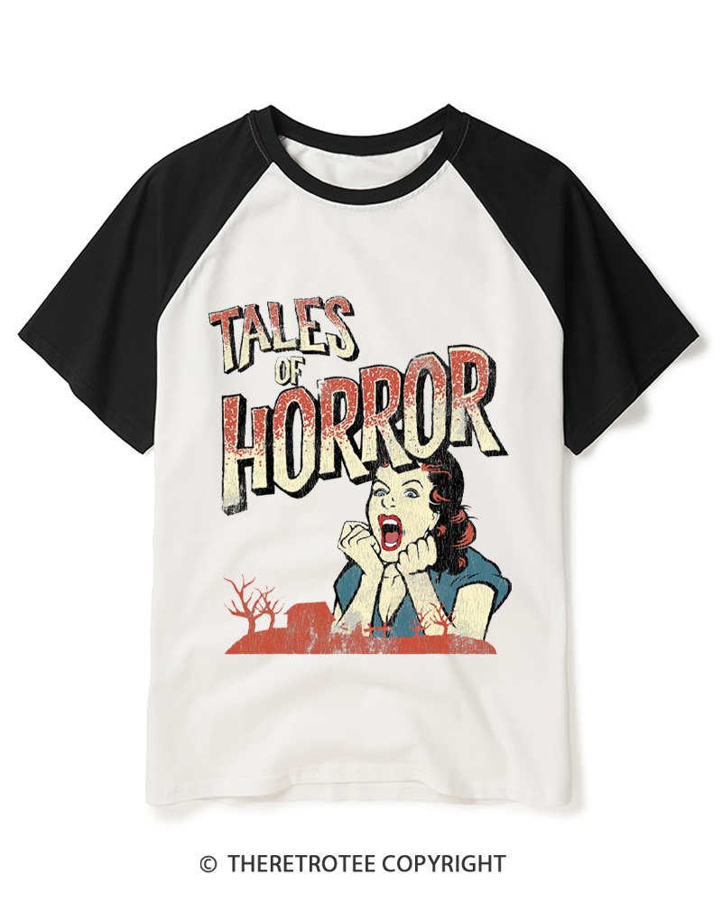 TheRetroTee Horror Movie 1950s Raglan Baseball T-Shirt
