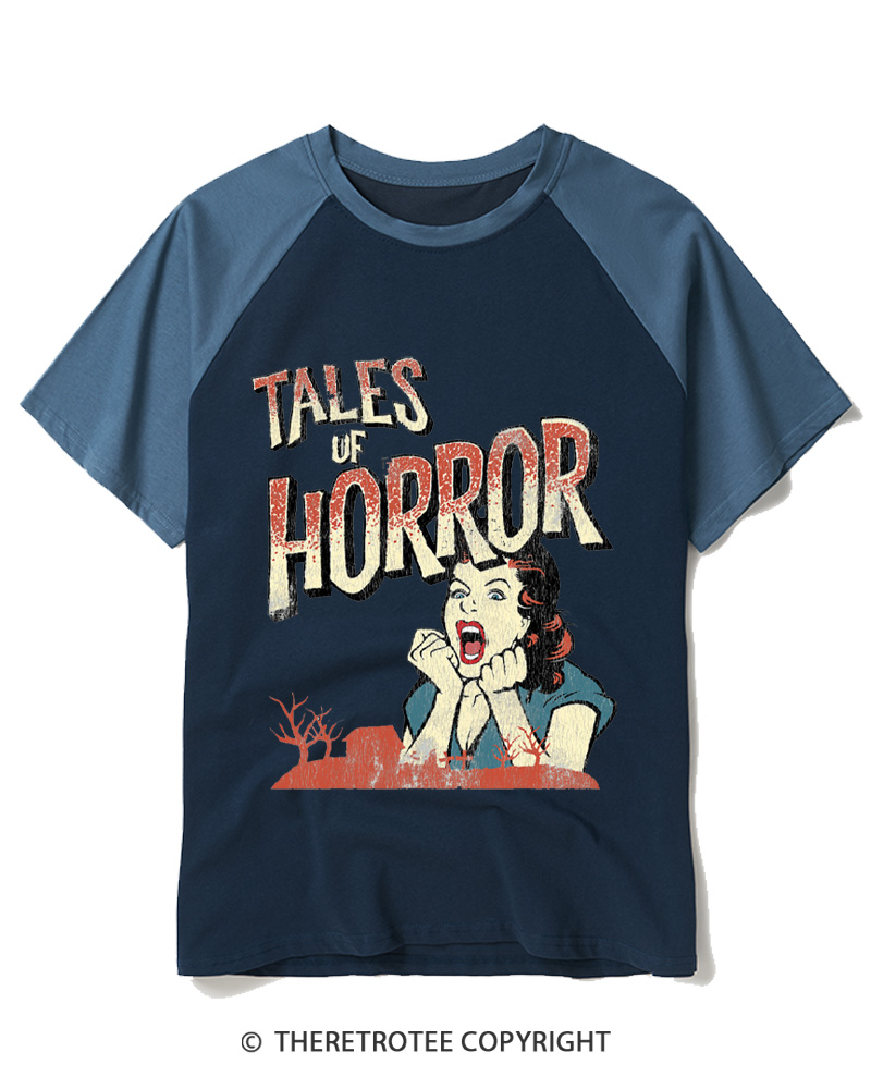 TheRetroTee Horror Movie 1950s Raglan Baseball T-Shirt