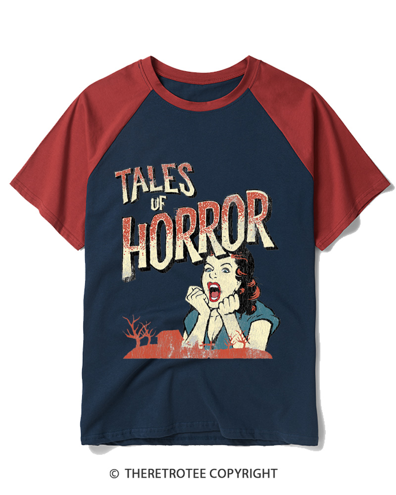 TheRetroTee Horror Movie 1950s Raglan Baseball T-Shirt