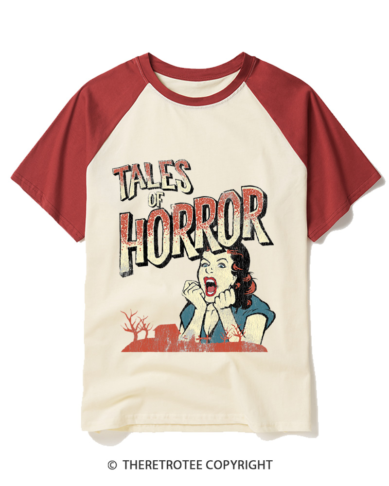 TheRetroTee Horror Movie 1950s Raglan Baseball T-Shirt