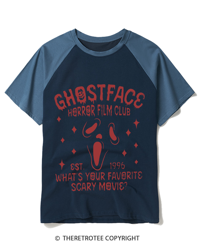 TheRetroTee What’s Your Favorite Scary Movie 1990s Raglan Baseball T-Shirt