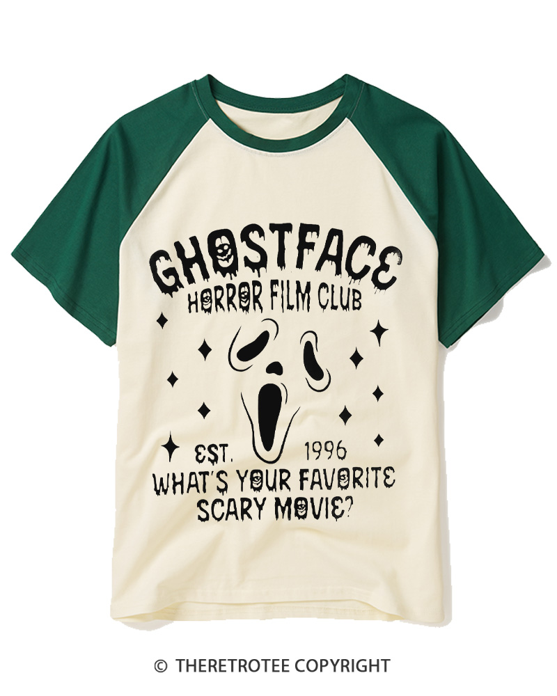 TheRetroTee What’s Your Favorite Scary Movie 1990s Raglan Baseball T-Shirt