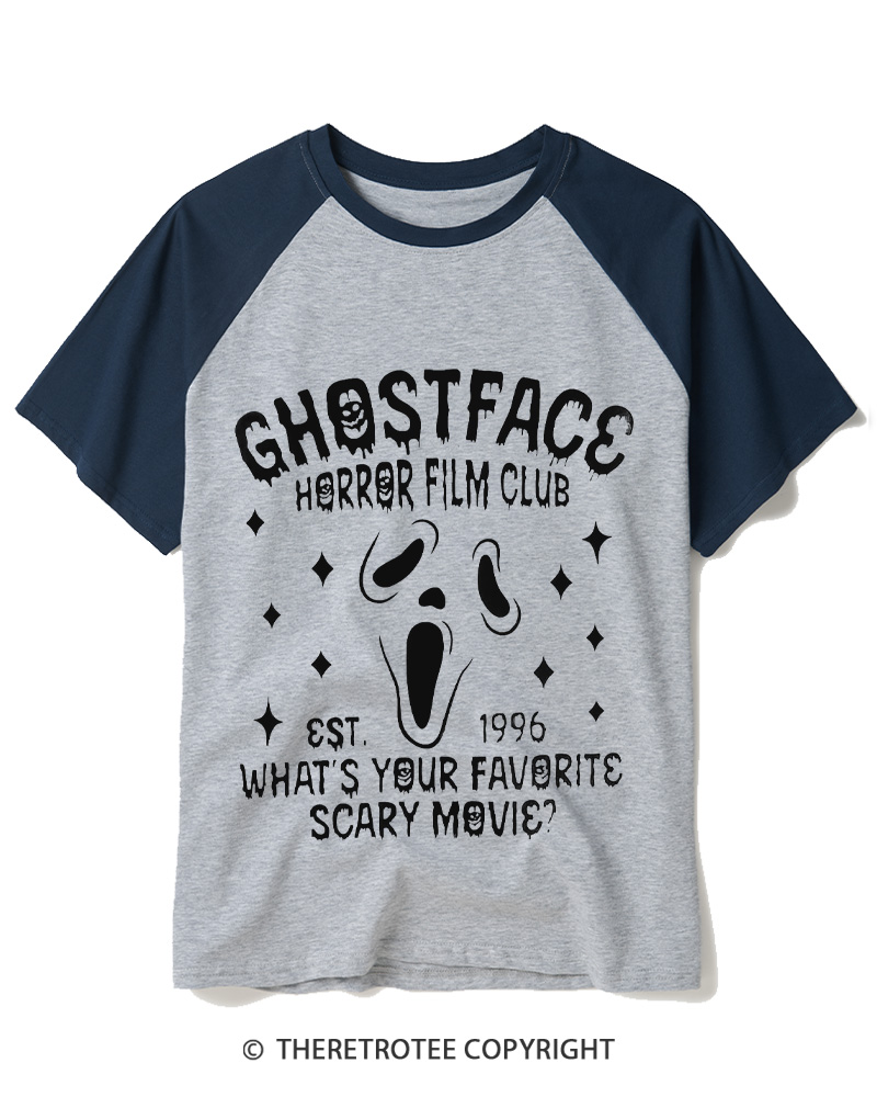 TheRetroTee What’s Your Favorite Scary Movie 1990s Raglan Baseball T-Shirt