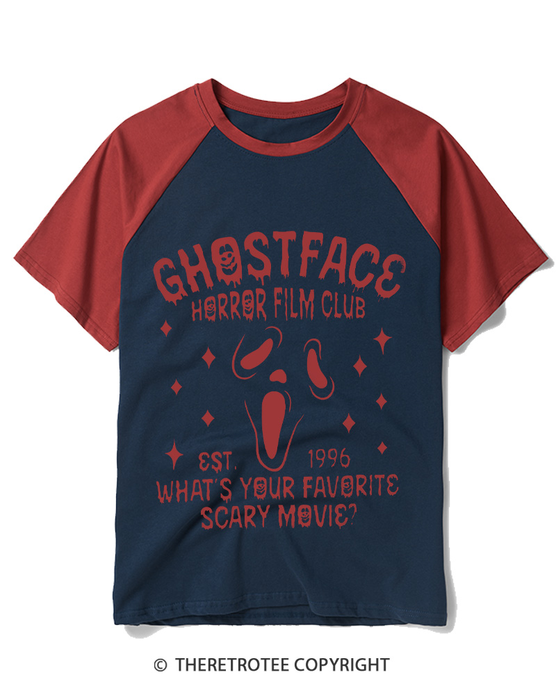 TheRetroTee What’s Your Favorite Scary Movie 1990s Raglan Baseball T-Shirt