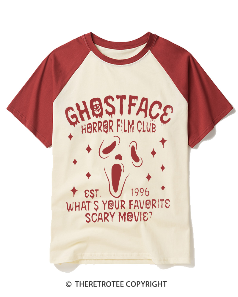 TheRetroTee What’s Your Favorite Scary Movie 1990s Raglan Baseball T-Shirt