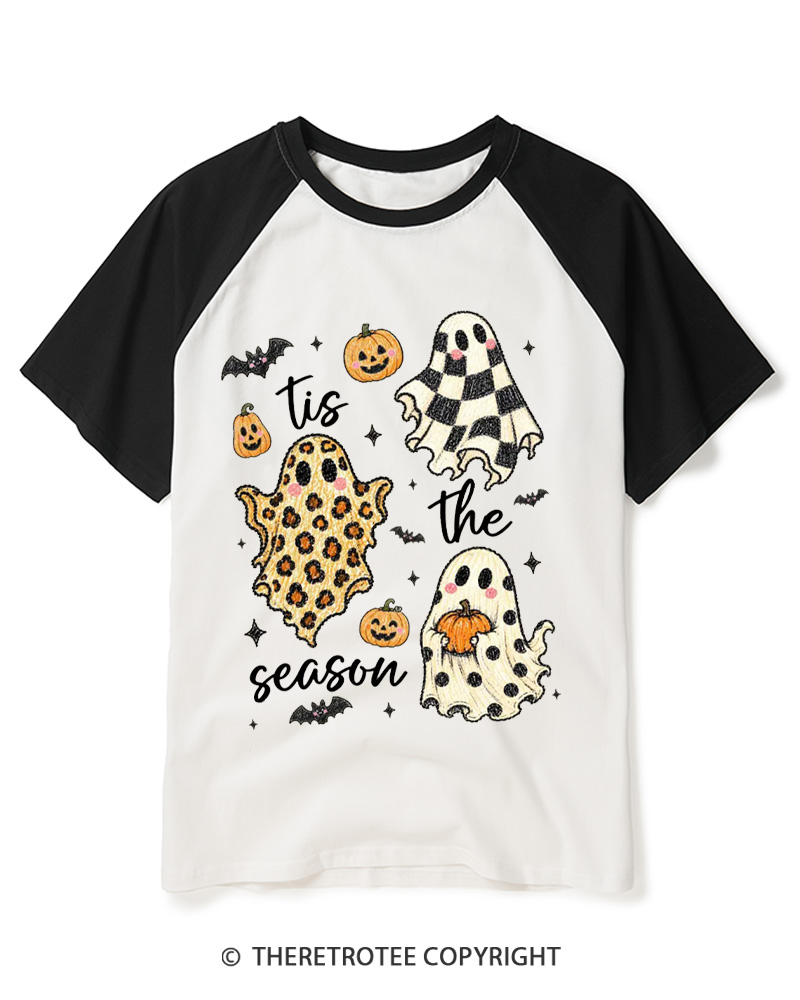 TheRetroTee Tis The Season 1990s Raglan Baseball T-Shirt
