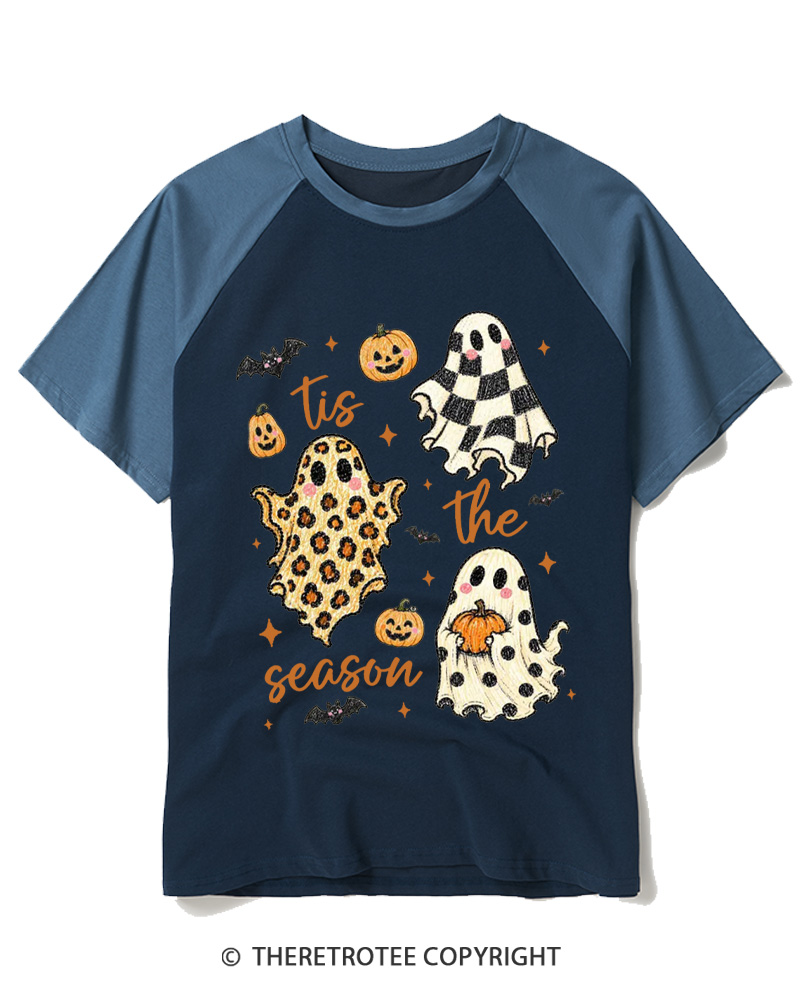 TheRetroTee Tis The Season 1990s Raglan Baseball T-Shirt
