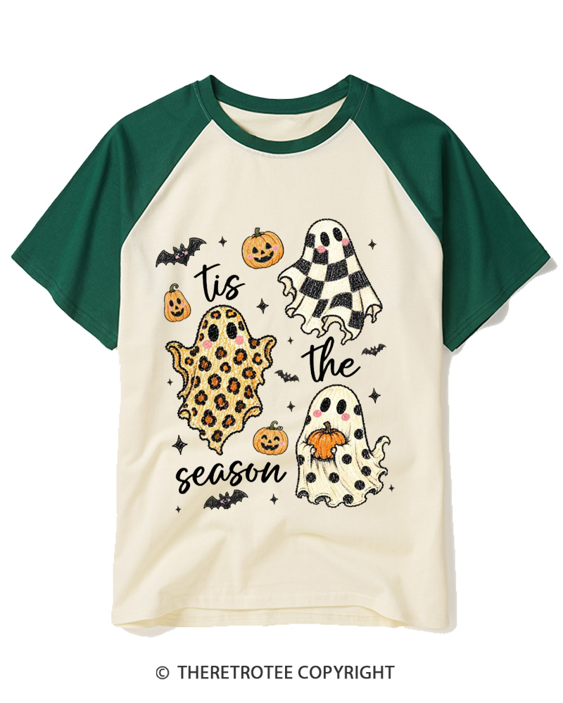 TheRetroTee Tis The Season 1990s Raglan Baseball T-Shirt