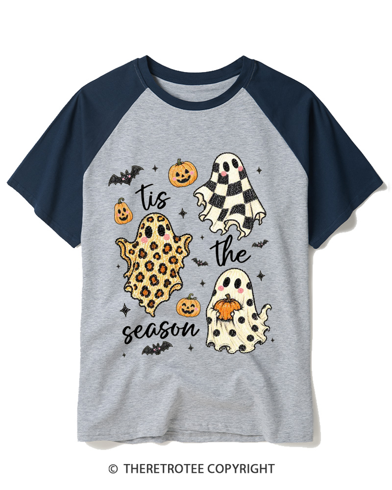 TheRetroTee Tis The Season 1990s Raglan Baseball T-Shirt