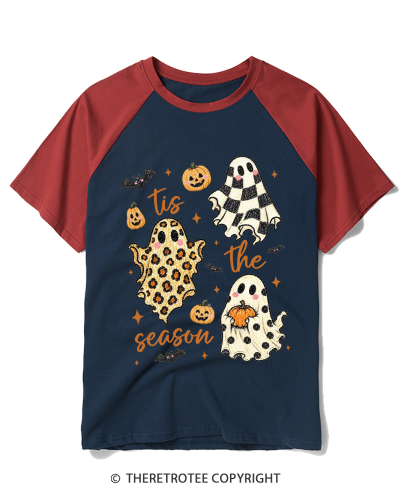 TheRetroTee Tis The Season 1990s Raglan Baseball T-Shirt
