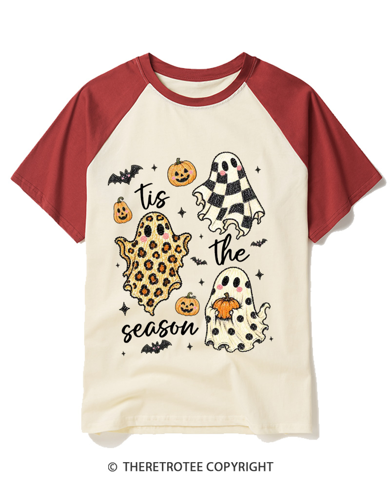 TheRetroTee Tis The Season 1990s Raglan Baseball T-Shirt