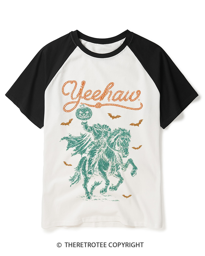 TheRetroTee Yeehaw Vintage Raglan Baseball T-Shirt