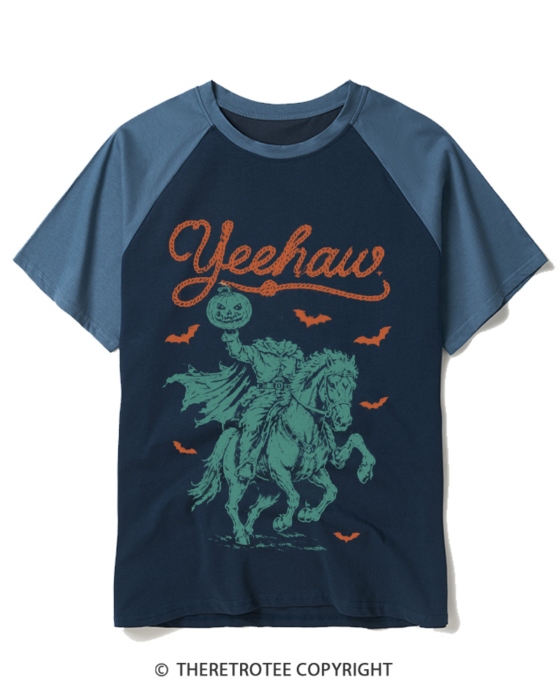 TheRetroTee Yeehaw Vintage Raglan Baseball T-Shirt