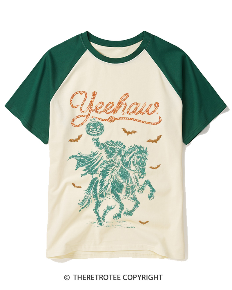 TheRetroTee Yeehaw Vintage Raglan Baseball T-Shirt
