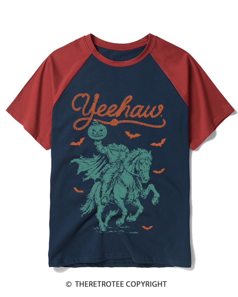 TheRetroTee Yeehaw Vintage Raglan Baseball T-Shirt