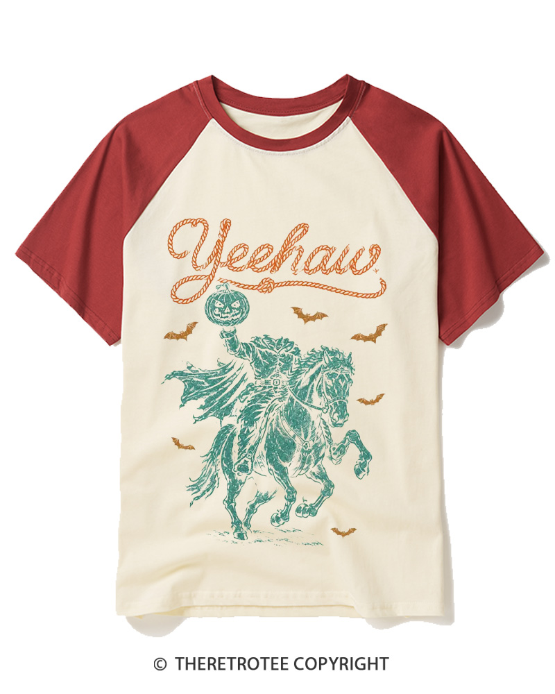 TheRetroTee Yeehaw Vintage Raglan Baseball T-Shirt