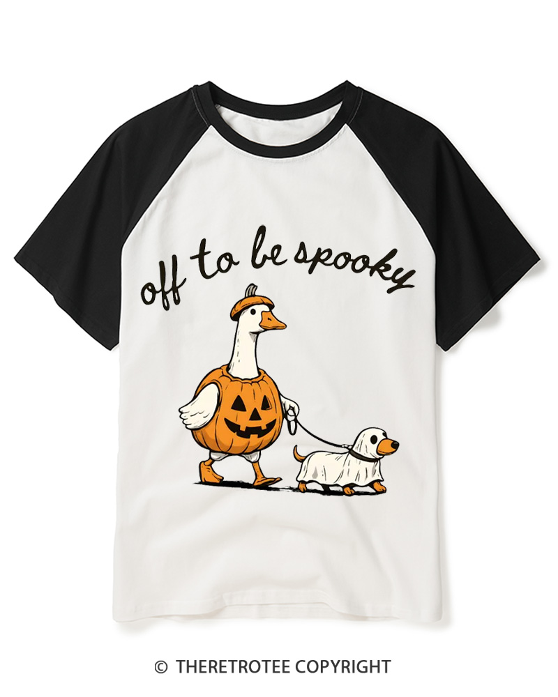 TheRetroTee Off To Be Spooky 1990s Raglan Baseball T-Shirt