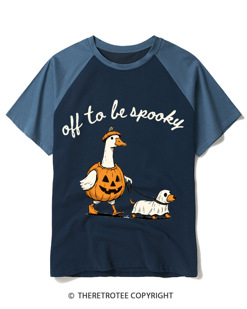TheRetroTee Off To Be Spooky 1990s Raglan Baseball T-Shirt