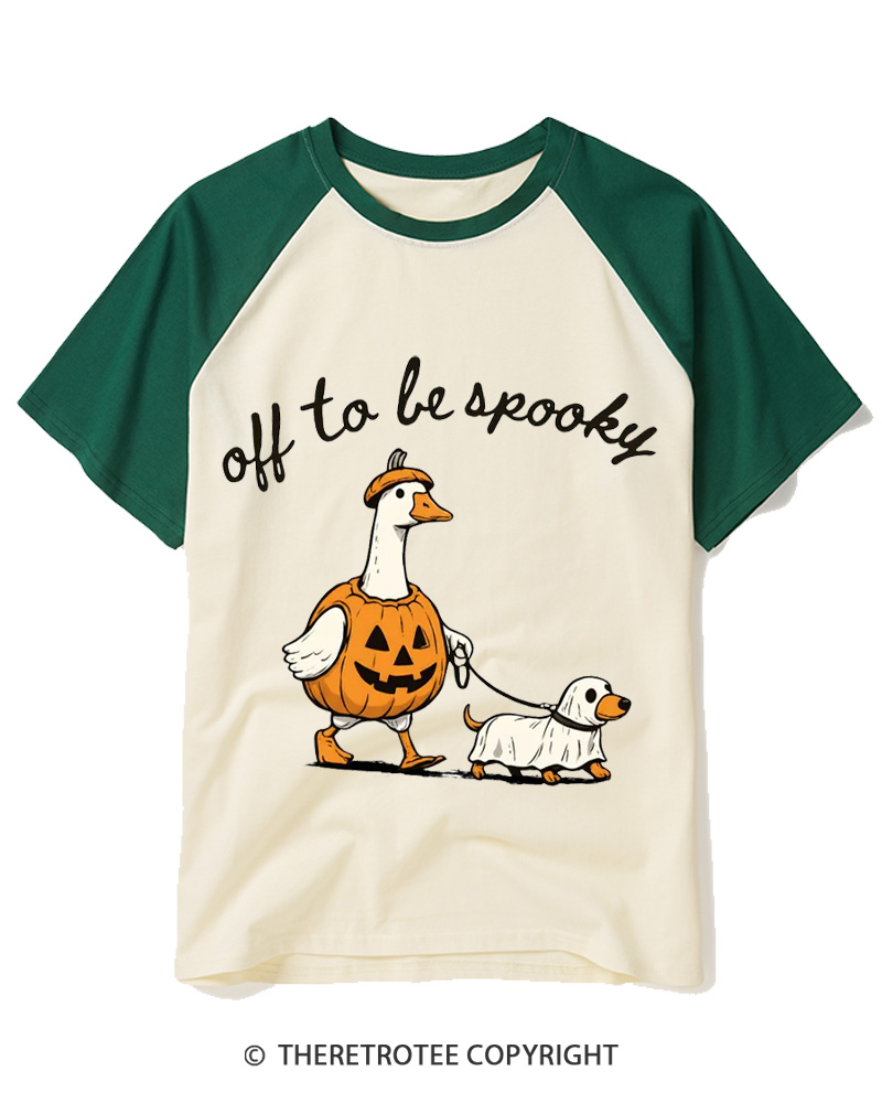 TheRetroTee Off To Be Spooky 1990s Raglan Baseball T-Shirt