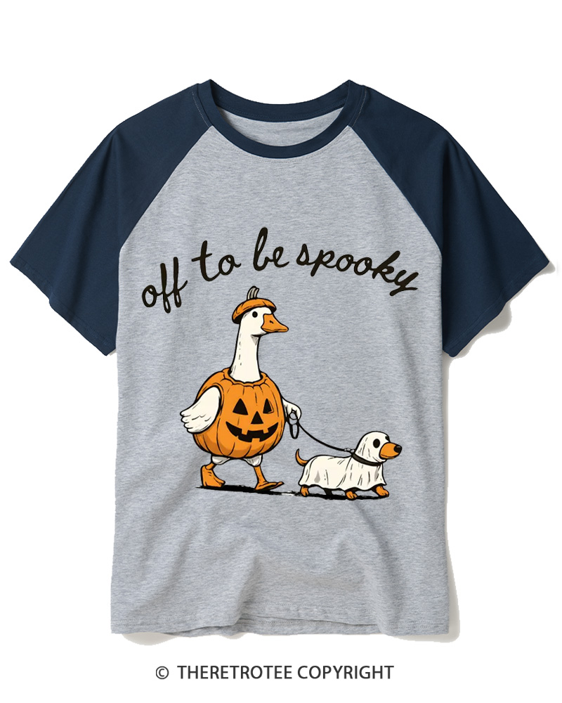 TheRetroTee Off To Be Spooky 1990s Raglan Baseball T-Shirt