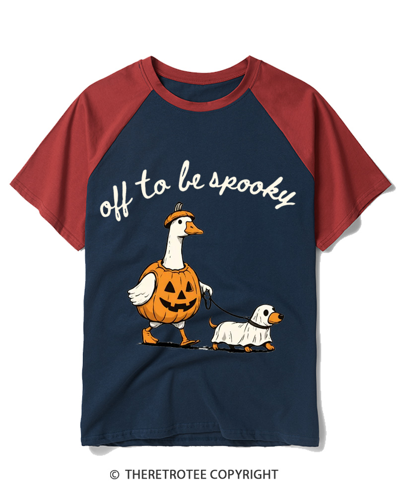 TheRetroTee Off To Be Spooky 1990s Raglan Baseball T-Shirt