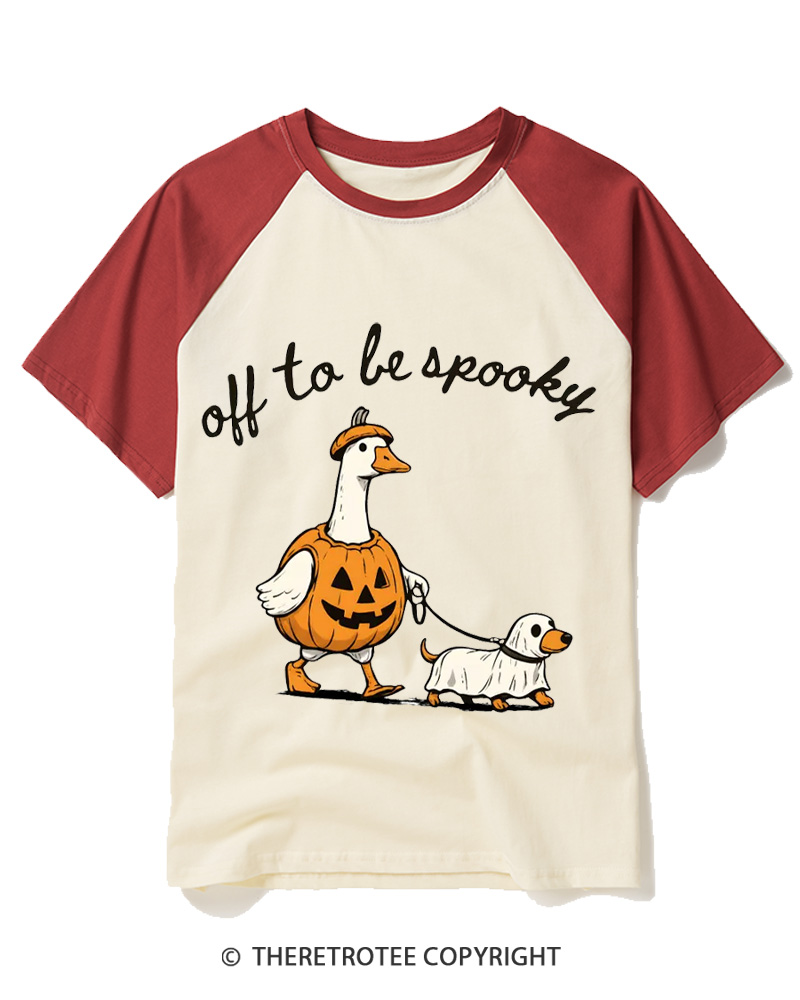 TheRetroTee Off To Be Spooky 1990s Raglan Baseball T-Shirt