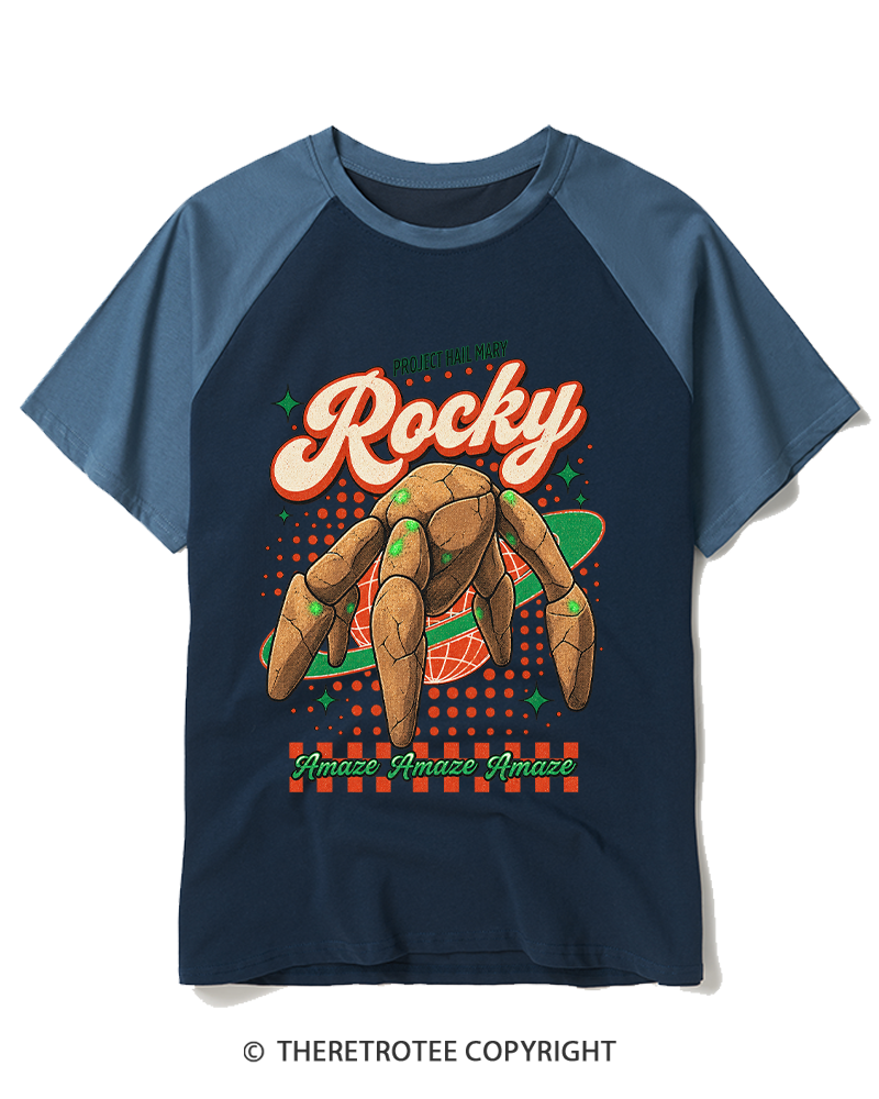 TheRetroTee Rocky 1980s Raglan Baseball T-Shirt