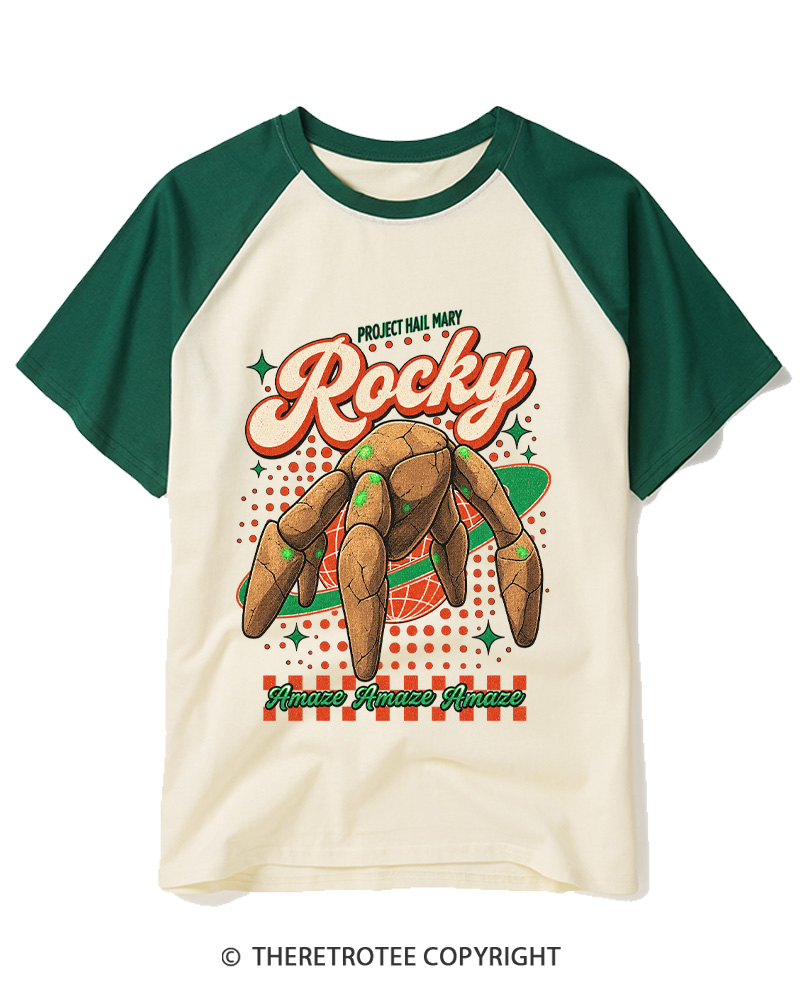TheRetroTee Rocky 1980s Raglan Baseball T-Shirt