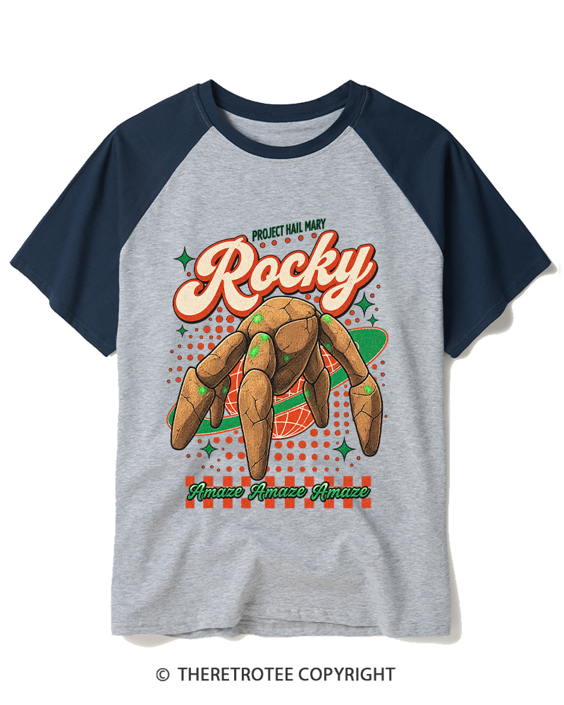 TheRetroTee Rocky 1980s Raglan Baseball T-Shirt