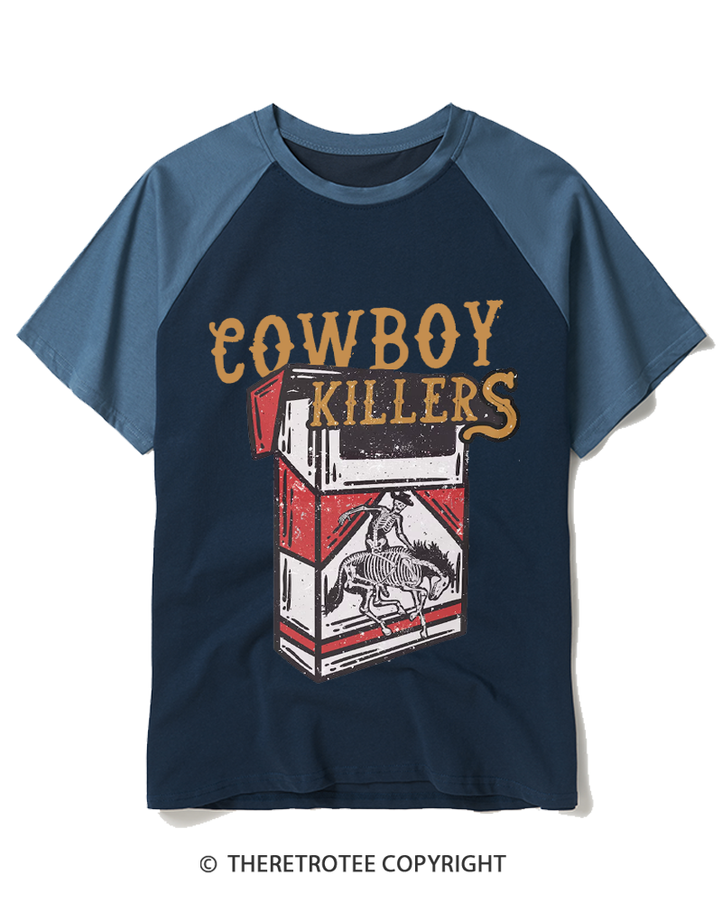 TheRetroTee Cowboy Killers 1970s Raglan Baseball T-Shirt