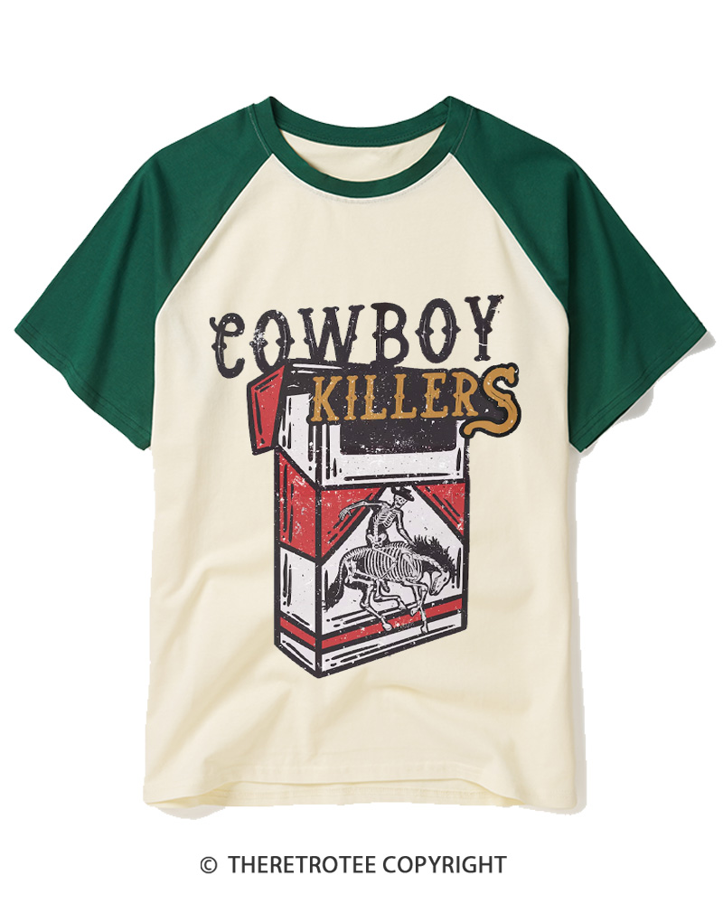 TheRetroTee Cowboy Killers 1970s Raglan Baseball T-Shirt