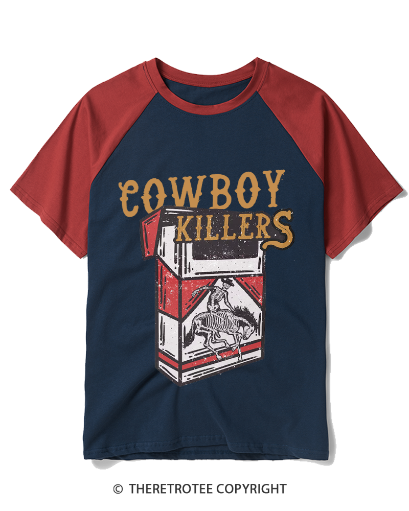 TheRetroTee Cowboy Killers 1970s Raglan Baseball T-Shirt