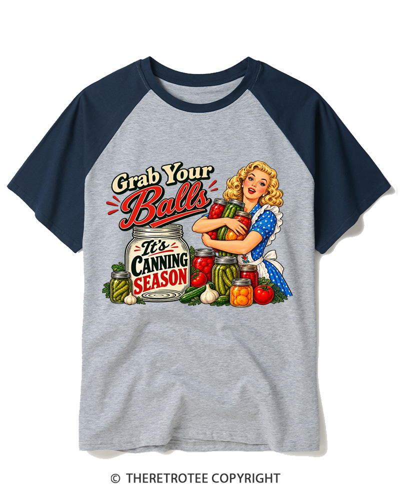 TheRetroTee Grab Your Balls 1950s Raglan Baseball T-Shirt