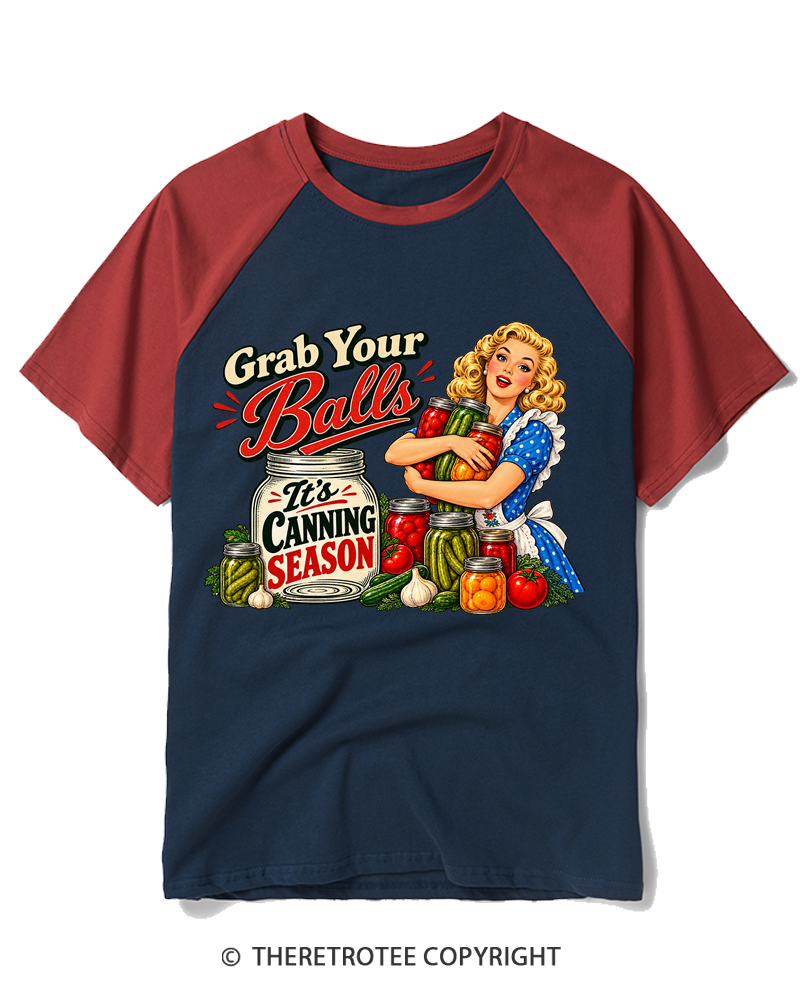 TheRetroTee Grab Your Balls 1950s Raglan Baseball T-Shirt