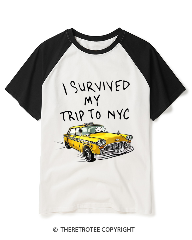 TheRetroTee I Survived My Trip To NYC Raglan Baseball T-Shirt