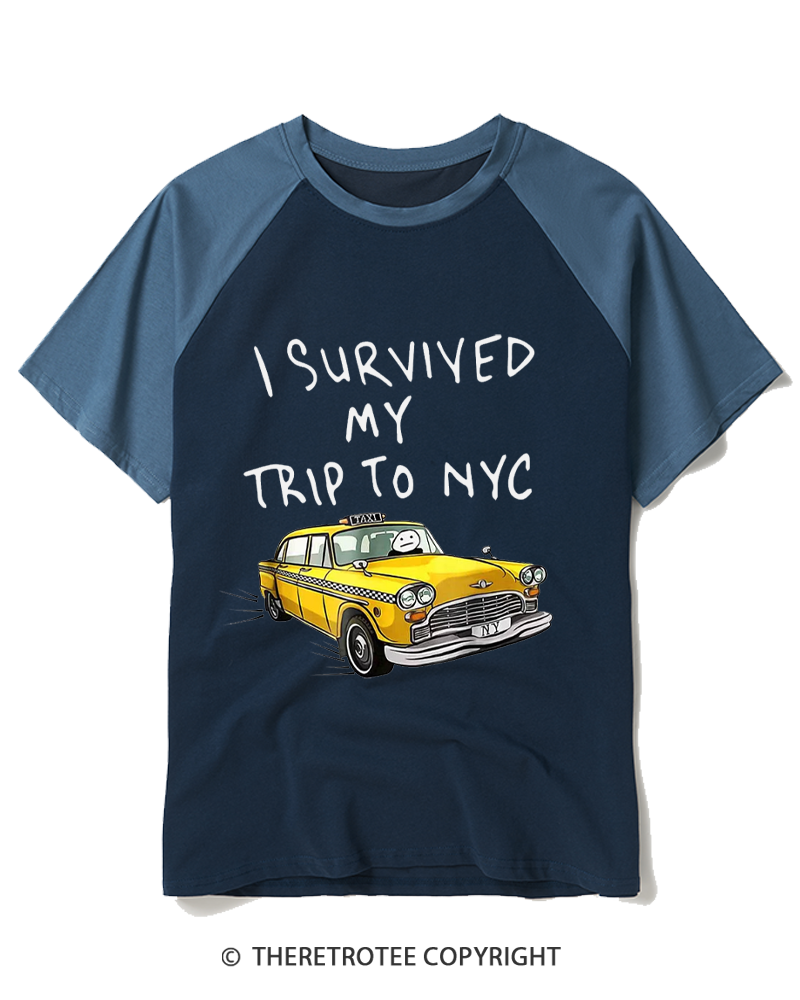 TheRetroTee I Survived My Trip To NYC Raglan Baseball T-Shirt