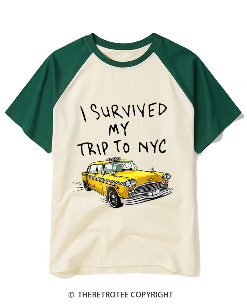 TheRetroTee I Survived My Trip To NYC Raglan Baseball T-Shirt