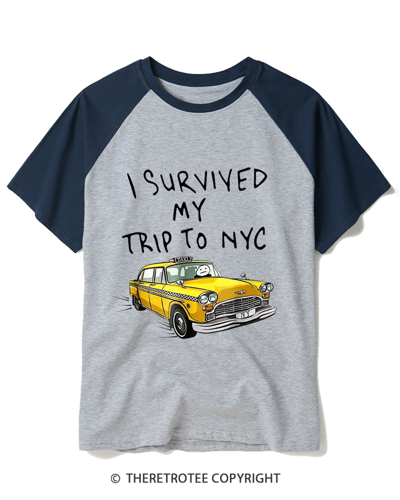 TheRetroTee I Survived My Trip To NYC Raglan Baseball T-Shirt