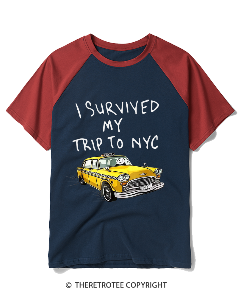 TheRetroTee I Survived My Trip To NYC Raglan Baseball T-Shirt