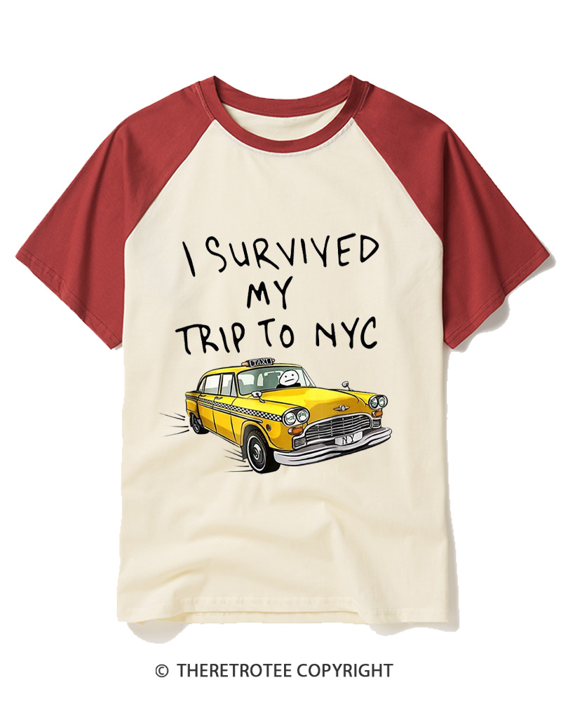 TheRetroTee I Survived My Trip To NYC Raglan Baseball T-Shirt