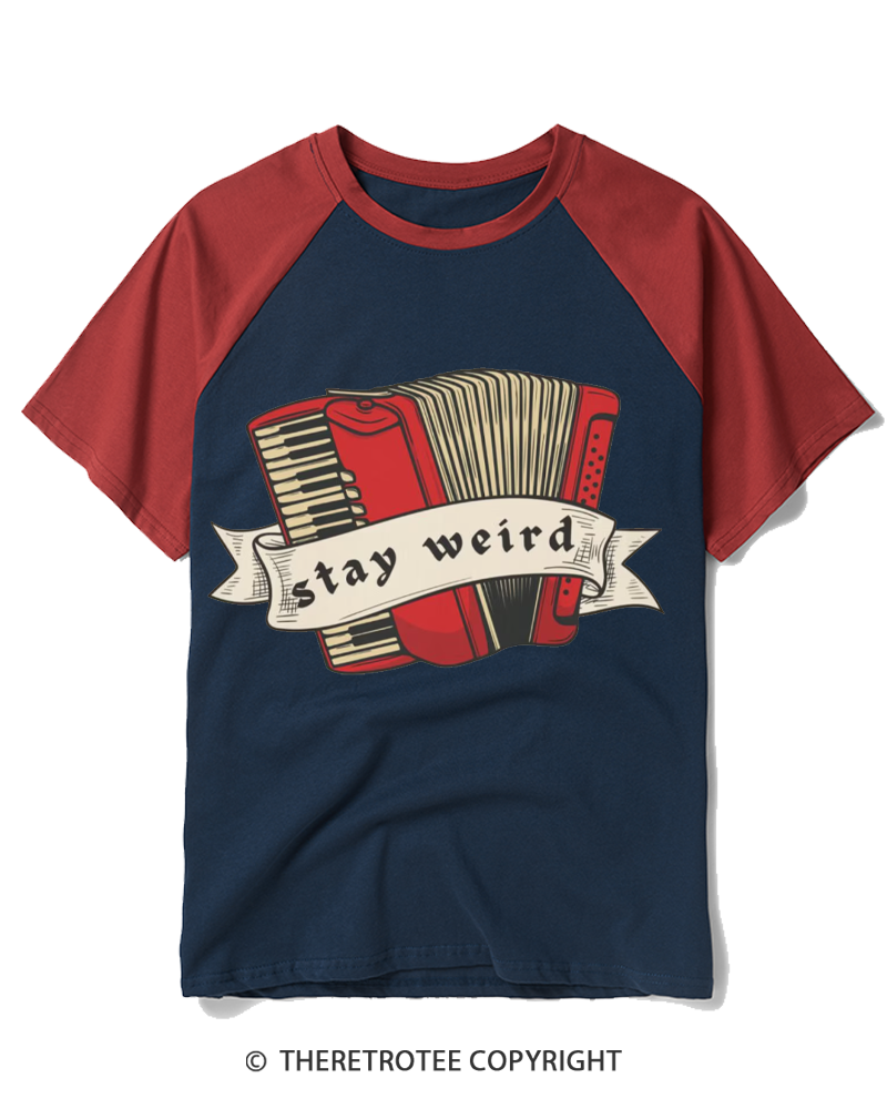 TheRetroTee Stay weird 1970s Raglan Baseball T-Shirt