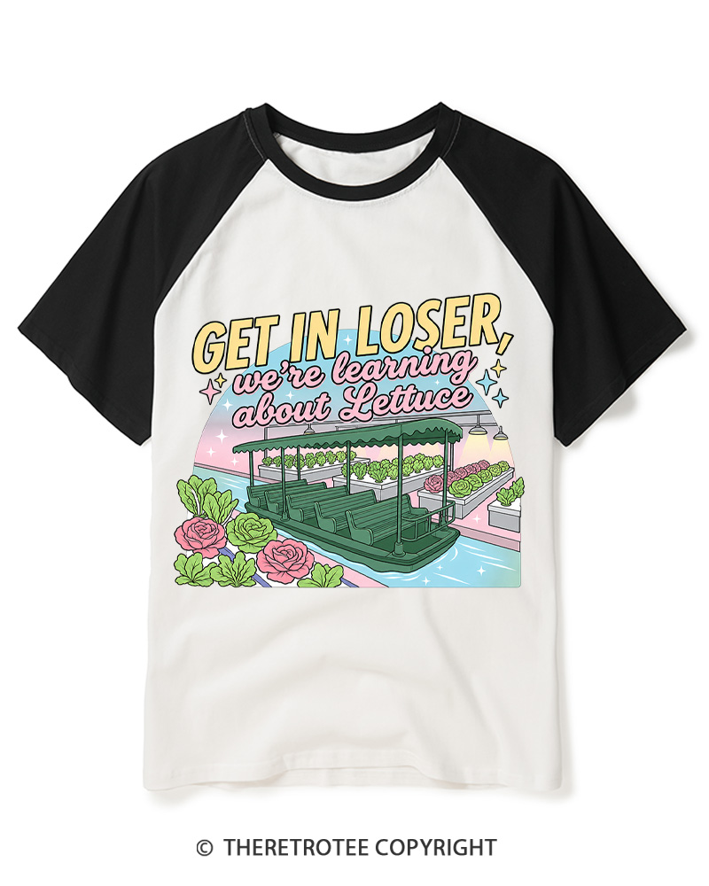 TheRetroTee Get In Loser 2000s Raglan Baseball T-Shirt