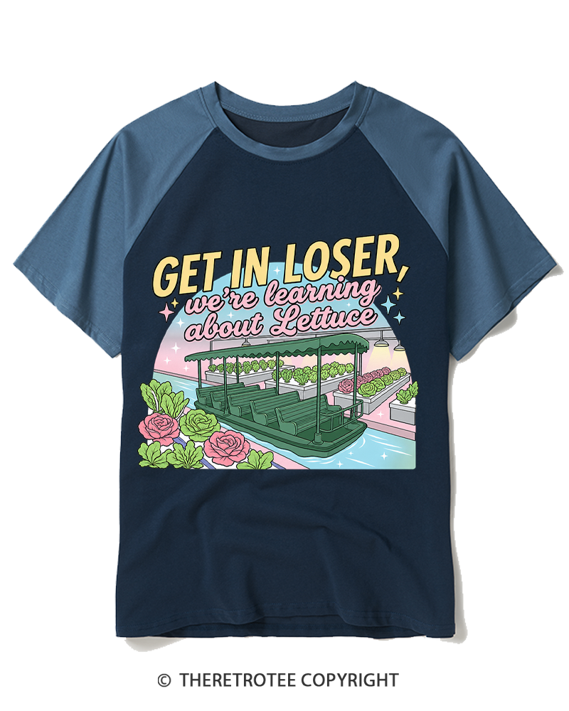 TheRetroTee Get In Loser 2000s Raglan Baseball T-Shirt